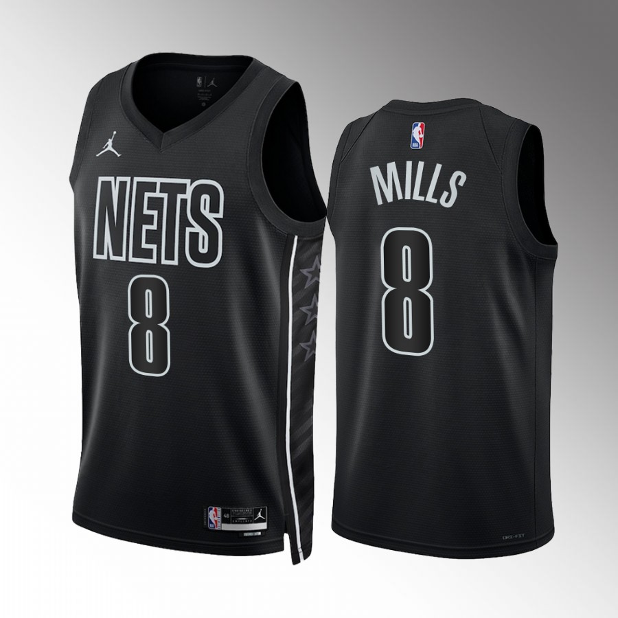 Mens Brooklyn Nets #8 Patrick Mills Black 2022-23 Statement Edition Player Jersey