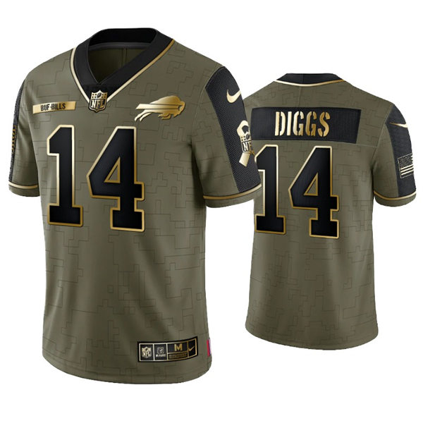 Mens Buffalo Bills #14 Stefon Diggs Nike 2021 Olive Golden Salute To Service Limited Jersey