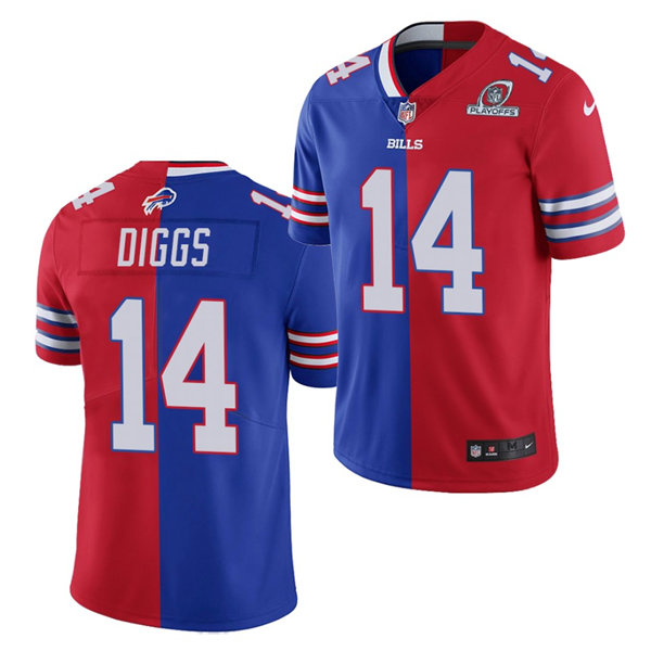 Mens Buffalo Bills #14 Stefon Diggs Nike Royal Red Split Two-Tone Jersey