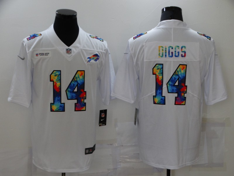 Mens Buffalo Bills #14 Stefon Diggs Nike White Holographic Edition Stitched Jersey