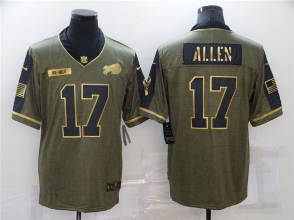 Mens Buffalo Bills #17 Josh Allen Nike 2021 Olive Golden Salute To Service Limited Jersey