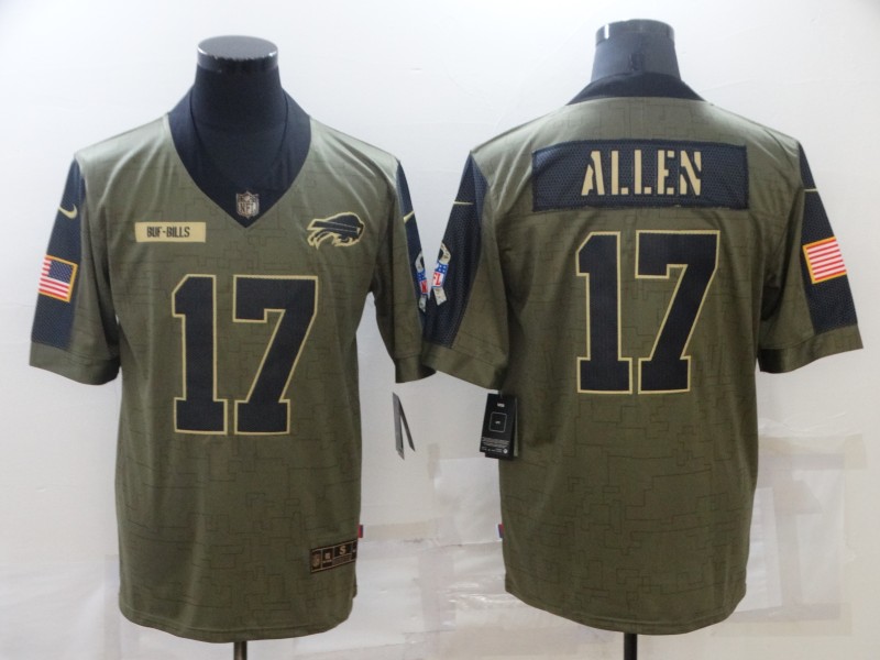 Mens Buffalo Bills #17 Josh Allen Nike Olive 2021 Salute To Service Limited Stitched Jersey