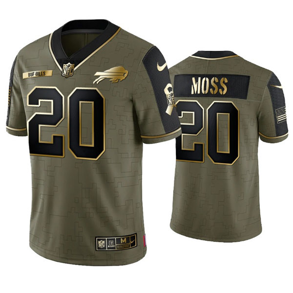 Mens Buffalo Bills #20 Zack Moss Nike 2021 Olive Golden Salute To Service Limited Jersey