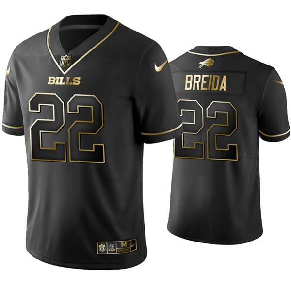 Mens Buffalo Bills #22 Matt Breida Nike Black Golden Edition Vapor Limited Jersey