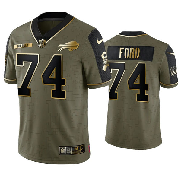 Mens Buffalo Bills #74 Cody Ford Nike 2021 Olive Golden Salute To Service Limited Jersey