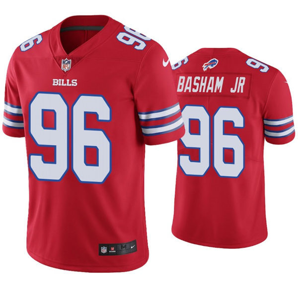 Mens Buffalo Bills #96 Carlos Basham Jr. Nike Red Color Rush Vapor Limited Player Jersey