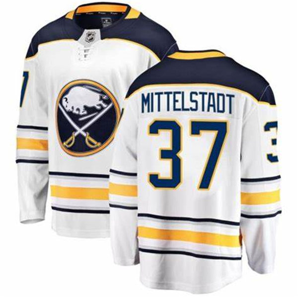 Mens Buffalo Sabres #37 Casey Mittelstadt Adidas Away White Stitched Jersey