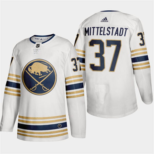 Mens Buffalo Sabres #37 Casey Mittelstadt Adidas White 50th Season Premier Player Stitched Jersey