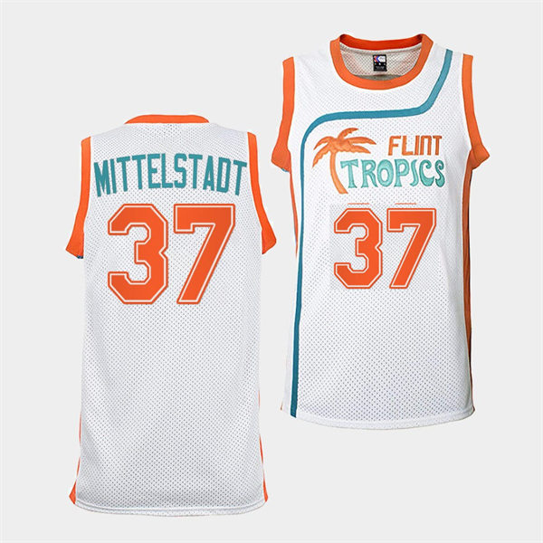 Mens Buffalo Sabres #37 Casey Mittelstadt White The Semi-Pro Flint Tropics Basketball Stitched Jersey