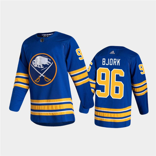 Mens Buffalo Sabres #96 Anders Bjork Adidas Home Royal Stitched Jersey