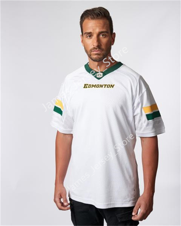 Mens CFL Edmonton Elks Custom 2020 New Era White EE Stitched Football Jerseys