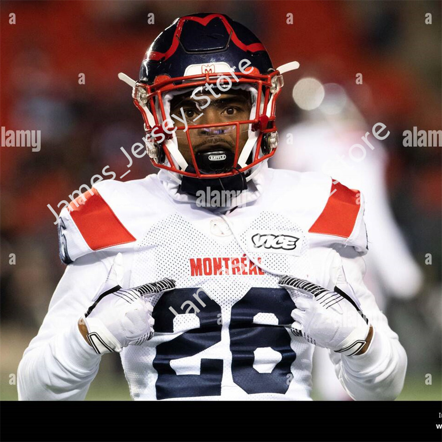 Mens CFL Montreal Alouettes Custom White Away Football Jersey