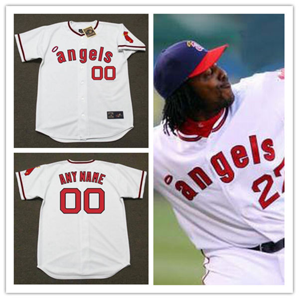 Mens California Angels Custom Reggie Jackson Rod Carew NOLAN RYAN BO JACKSON 1970s White Throwback Jersey