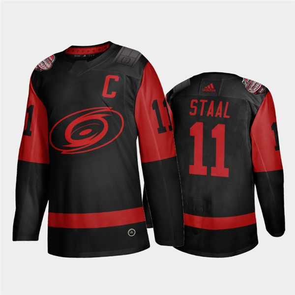 Mens Carolina Hurricanes #11 Jordan Staal Black adidas 2021 Stadium Series Stitched Jersey