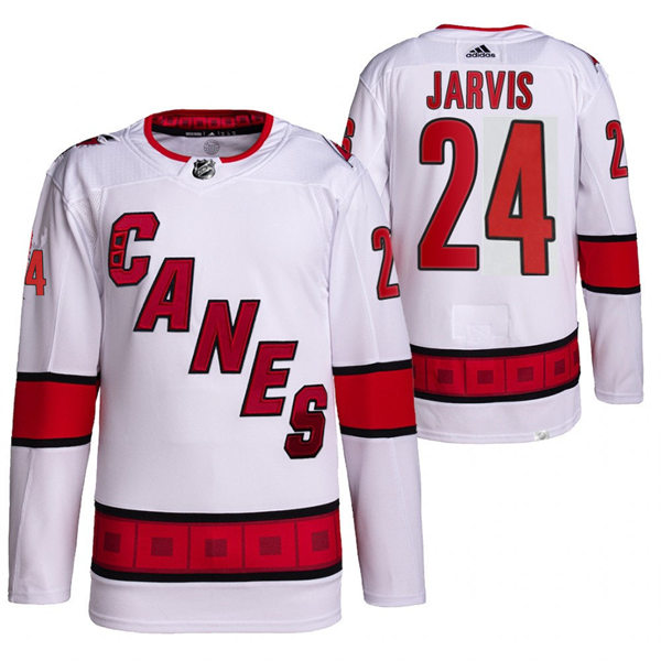 Mens Carolina Hurricanes #24 Seth Jarvis Adidas White Away Premier Player Stitched Jersey