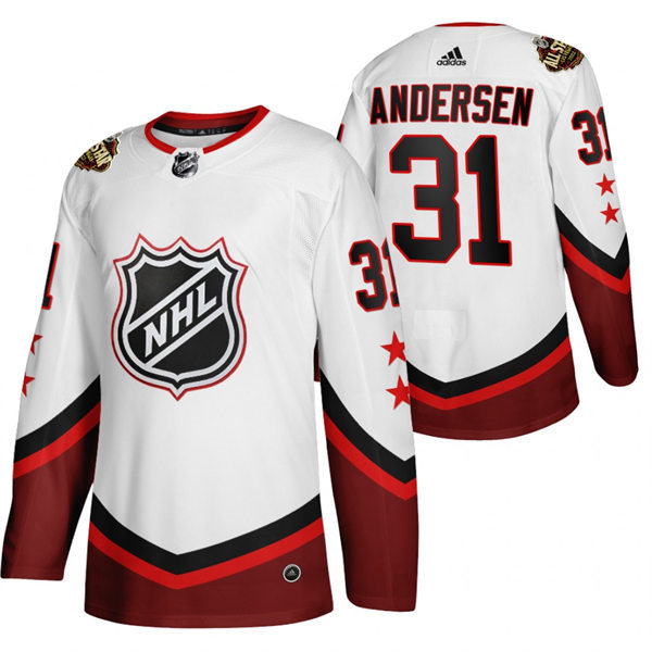 Mens Carolina Hurricanes #31 Frederik Andersen White 2022 NHL All-Star Game Eastern Conference Stitched Jersey