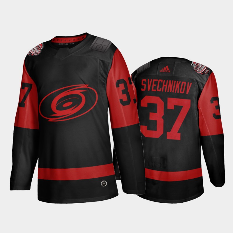 Mens Carolina Hurricanes #37 Andrei Svechnikov Black Adidas 2021 Stadium Series Stitched Jersey