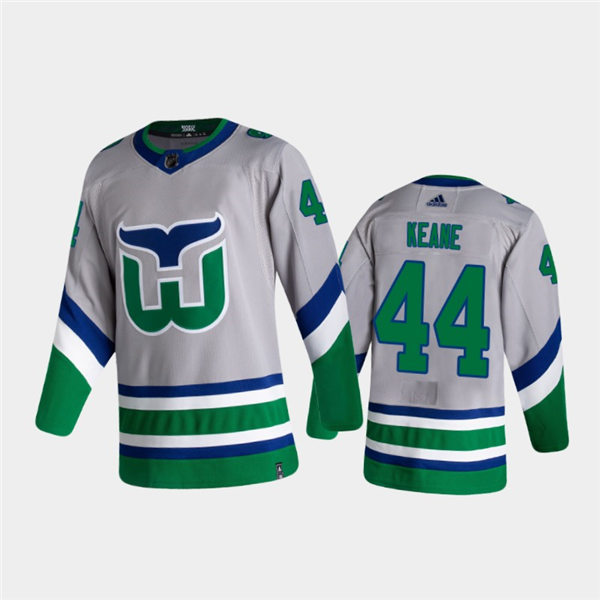 Mens Carolina Hurricanes #44 Joey Keane ilvery grey Adidas 2021 NHL REVERSE RETRO Stitched JERSEYS