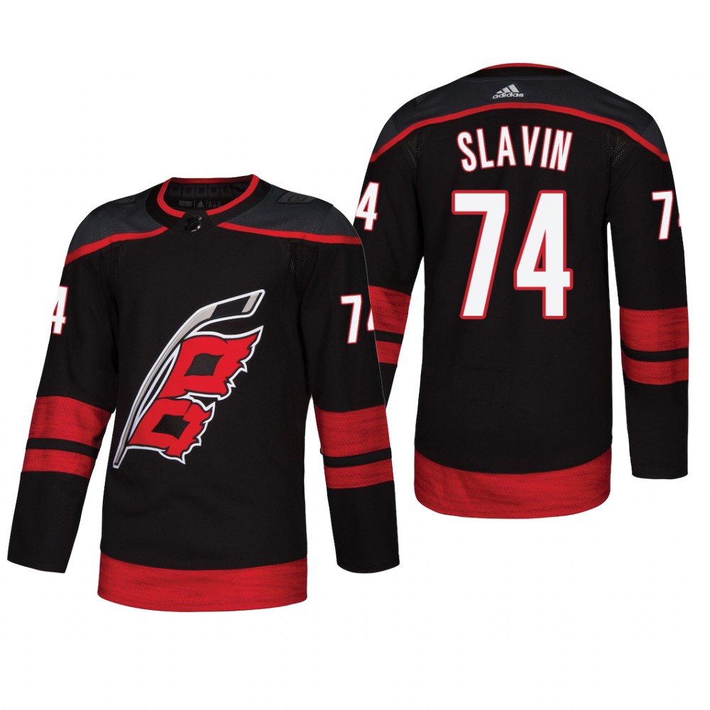 Mens Carolina Hurricanes #74 Jaccob Slavin adidas Black Alternate Stitched Jersey