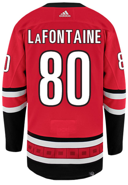 Mens Carolina Hurricanes #80 Jack LaFontaine Adidas Home Red Player Stitched Jersey