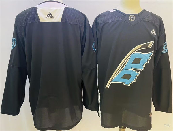 Mens Carolina Hurricanes Blank 2022 Warm-up Black Night Team Stitched Jersey