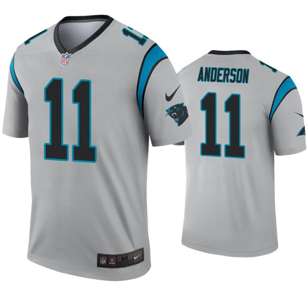 Mens Carolina Panthers #11 Robby Anderson Nike Grey Inverted Legend Jersey