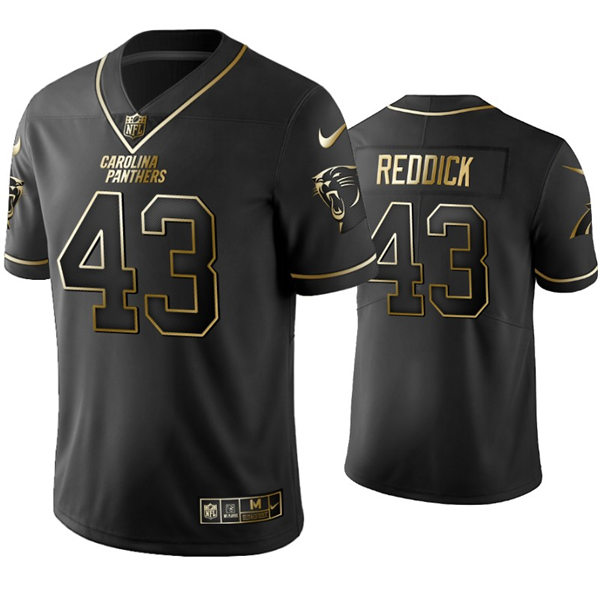 Mens Carolina Panthers #43 Haason Reddick Nike Black Golden Edition Vapor Limited Jersey