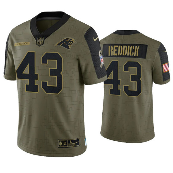 Mens Carolina Panthers #43 Haason Reddick Nike Olive 2021 Salute To Service Limited Jersey