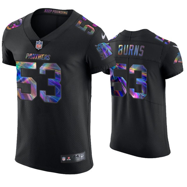 Mens Carolina Panthers #53 Brian Burns Nike Black Holographic Edition Jersey