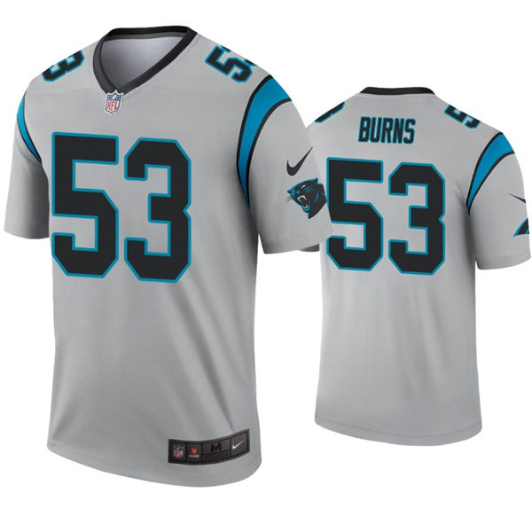 Mens Carolina Panthers #53 Brian Burns Nike Grey Inverted Legend Jersey