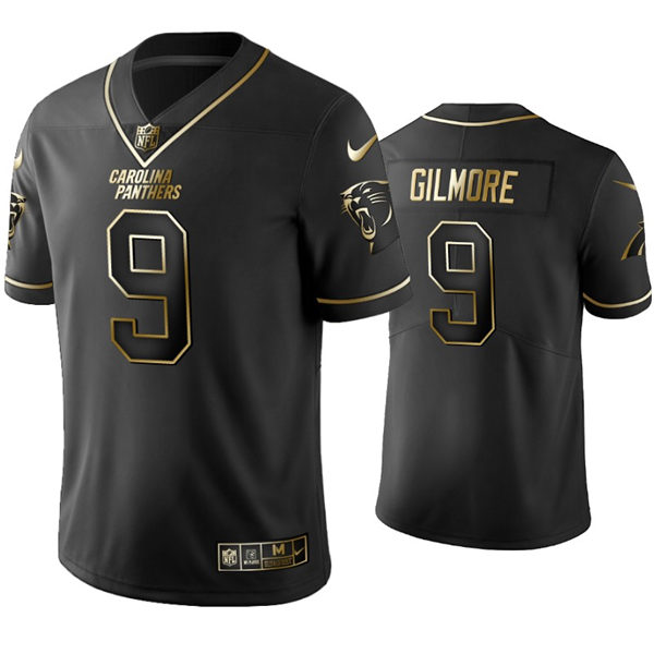 Mens Carolina Panthers #9 Stephon Gilmore Nike Black Golden Edition Vapor Limited Jersey