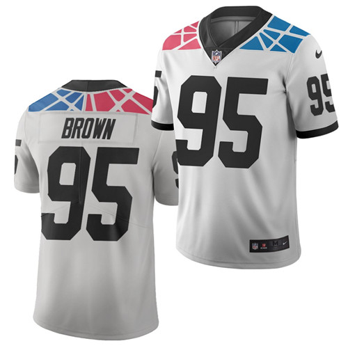 Mens Carolina Panthers #95 Derrick Brown Nike 2021 White City Edition Vapor Limited Jersey