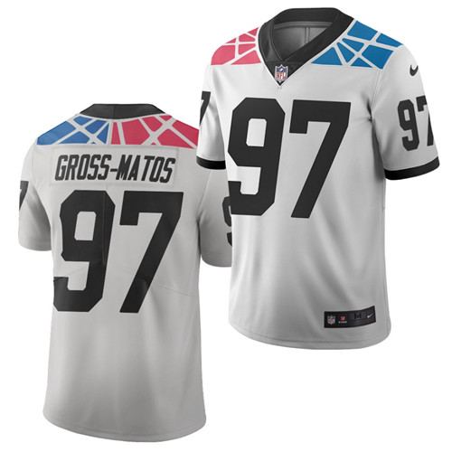 Mens Carolina Panthers #97 Yetur Gross-Matos Nike 2021 White City Edition Vapor Limited Jersey