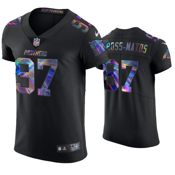 Mens Carolina Panthers #97 Yetur Gross-Matos Nike Black Holographic Edition Jersey