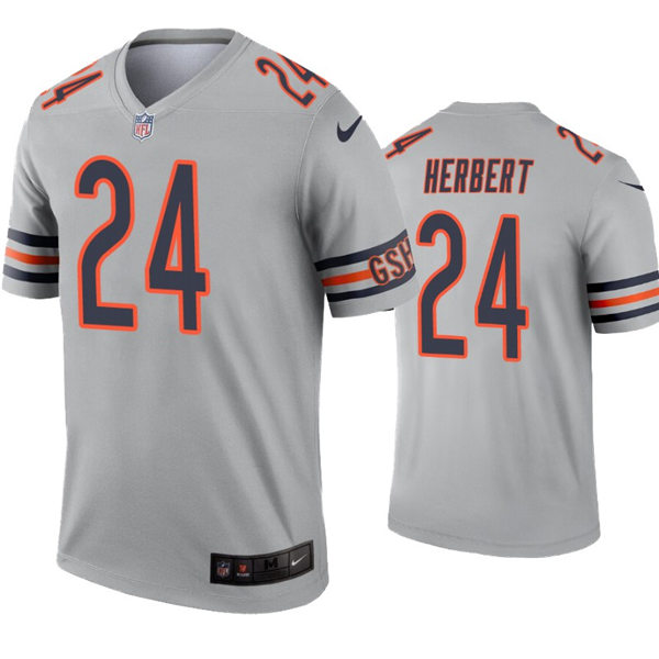 Mens Chicago Bears #24 Khalil Herbert Nike Silver Inverted Legend Jersey