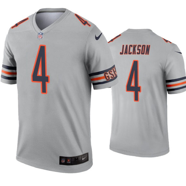 Mens Chicago Bears #4 Eddie Jackson Nike Silver Inverted Legend Jersey