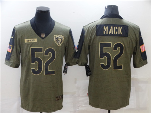 Mens Chicago Bears #52 Khalil Mack Stitched Nike Olive 2021 Salute To Service Limited Player Stitched Jersey