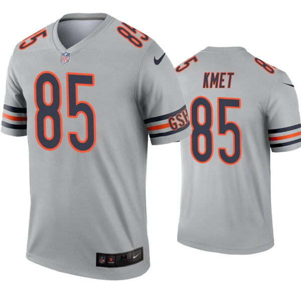 Mens Chicago Bears #85 Cole Kmet Nike Silver Inverted Legend Jersey