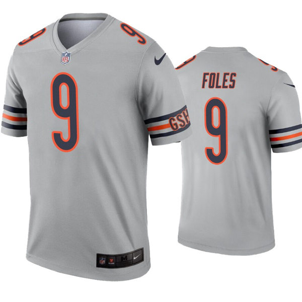 Mens Chicago Bears #9 Nick Foles Nike Silver Inverted Legend Jersey