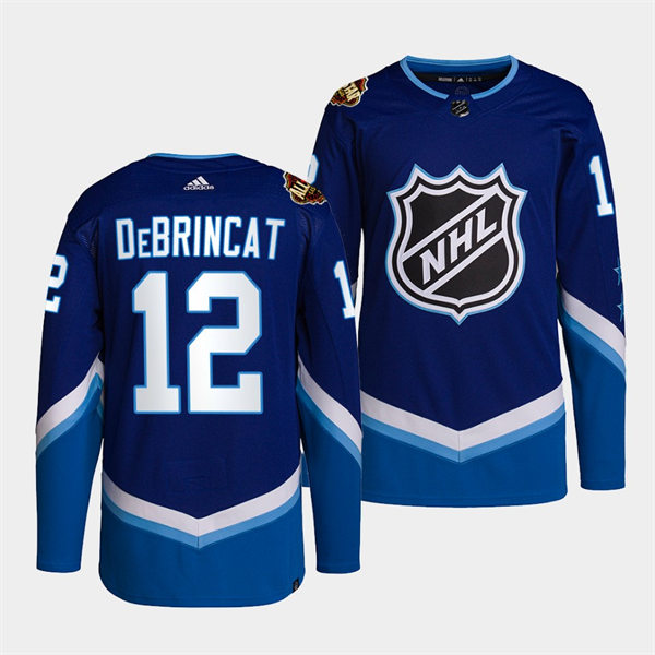 Mens Chicago Blackhawks #12 Alex DeBrincat Adidas Blue 2022 NHL All-Star Western Stitched Jersey
