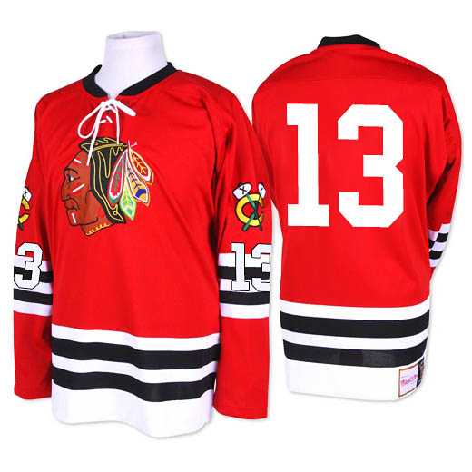Mens Chicago Blackhawks #13 Daniel Carcillo Red 1960-61 CCM Throwback Stitched Jersey