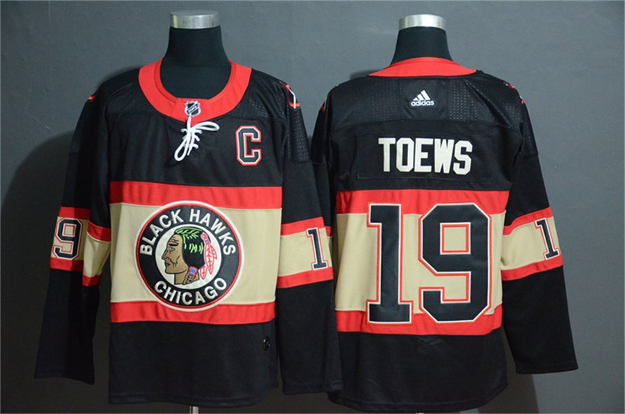 Mens Chicago Blackhawks #19 Jonathan Toews Adidas Black Third Stitched  Jersey