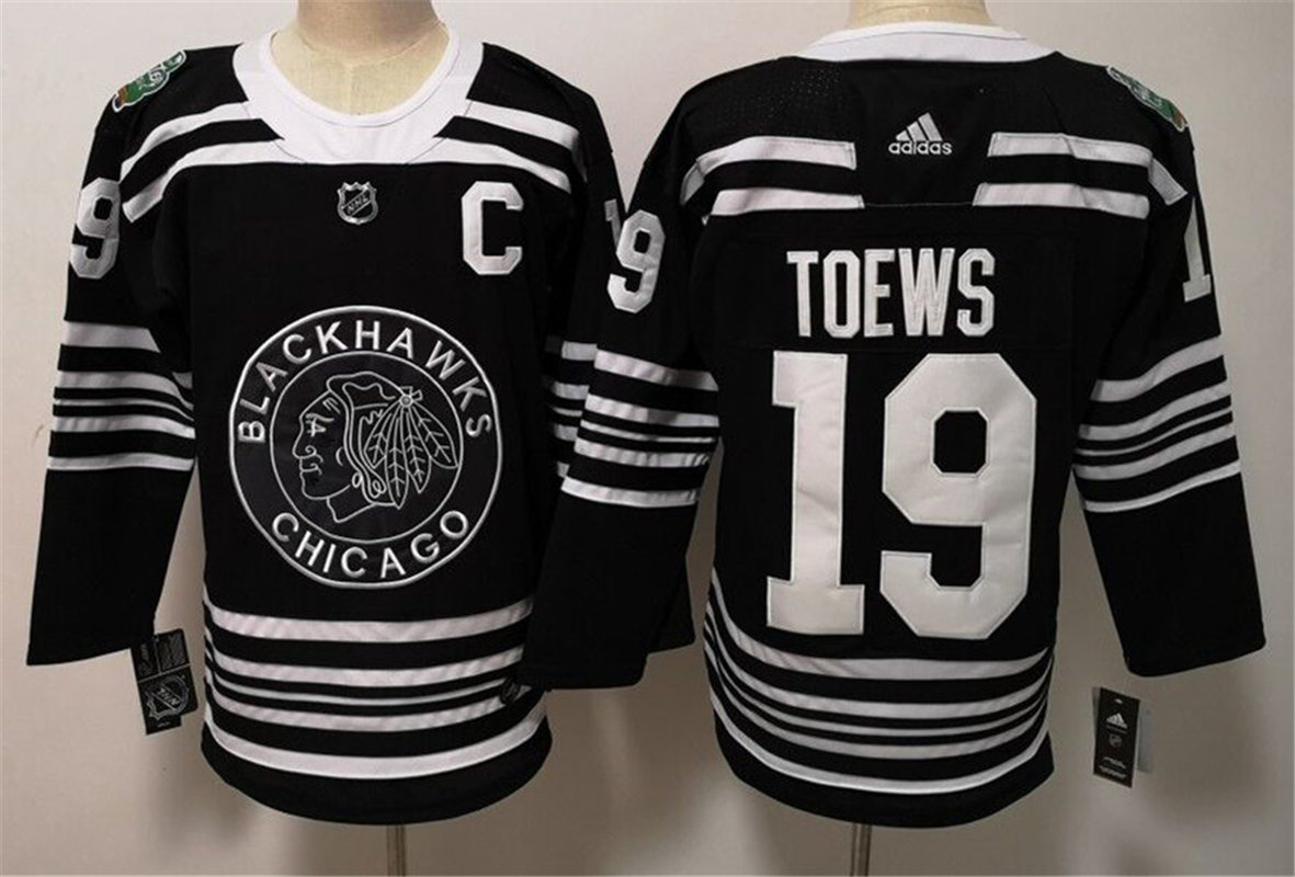 Mens Chicago Blackhawks #19 Jonathan Toews Adidas Black Third Stitched Jersey