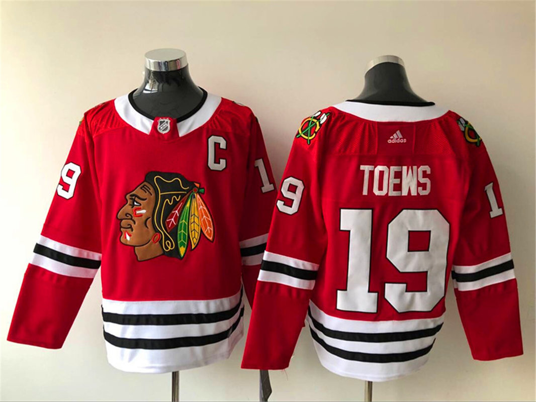 Mens Chicago Blackhawks #19 Jonathan Toews Adidas Home Red Stitched Jersey