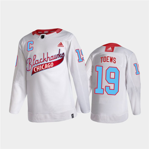 Mens Chicago Blackhawks #19 Jonathan Toews Adidas White One Community Night Stitched Jersey