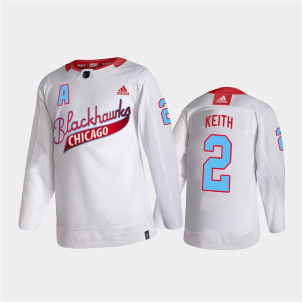Mens Chicago Blackhawks #2 Duncan Keith Adidas White One Community Night Stitched Jersey