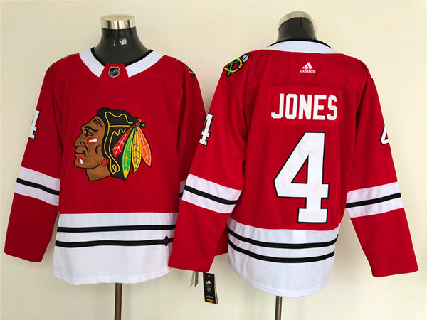 Mens Chicago Blackhawks #4 Seth Jones Stitched Adidas Home Red Stitched Jersey
