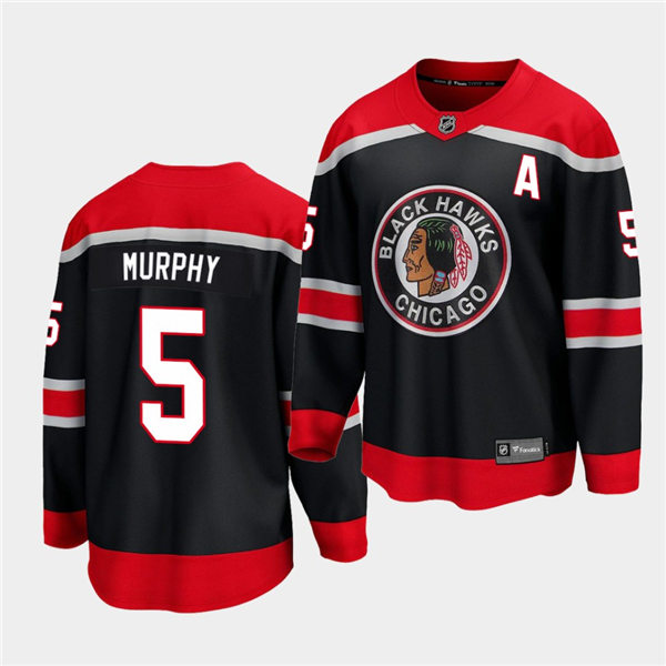 Mens Chicago Blackhawks #5 Connor Murphy Adidas Black 2020-21 Reverse Retro Stitched Jersey
