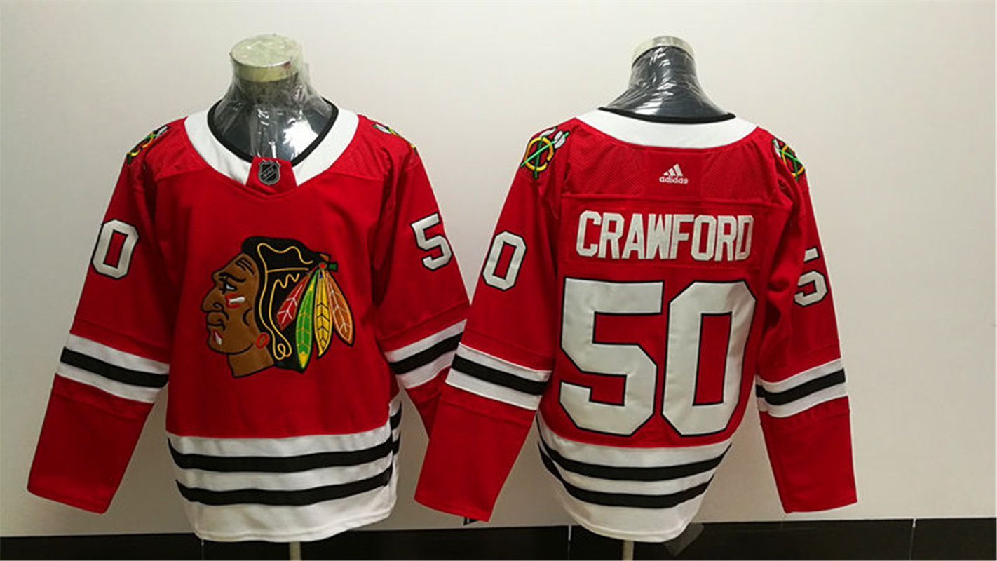 Mens Chicago Blackhawks #50 Corey Crawford Adidas Home Red Stitched Jersey