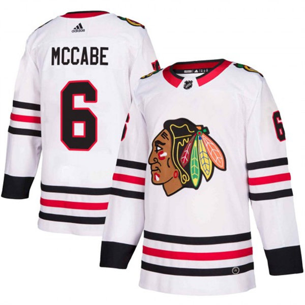 Mens Chicago Blackhawks #6 Jake McCabe Adidas Away White Stitched Stitched Jersey